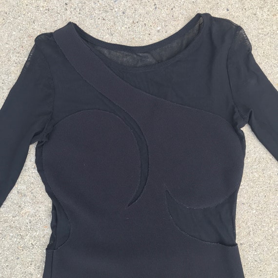 Black Vintage 1980s Mesh Cut Out Swirl Cocktail Dr