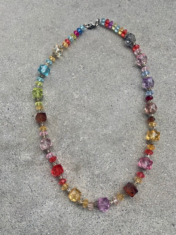 Rainbow Candy Colored Beaded Vintage Necklace