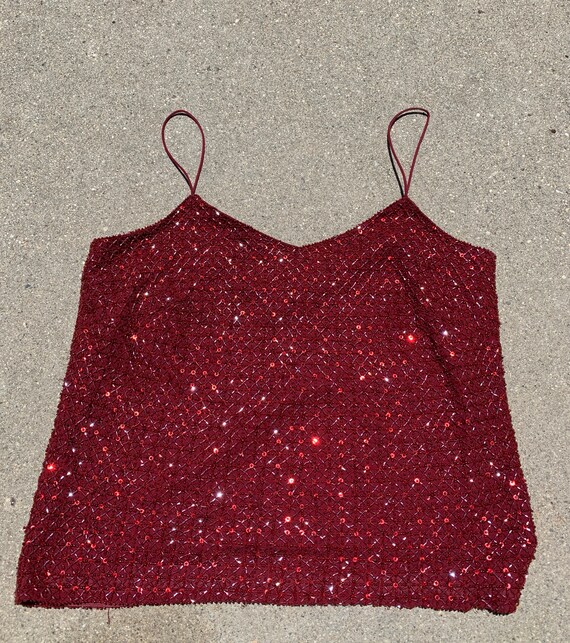 red sequin tank top