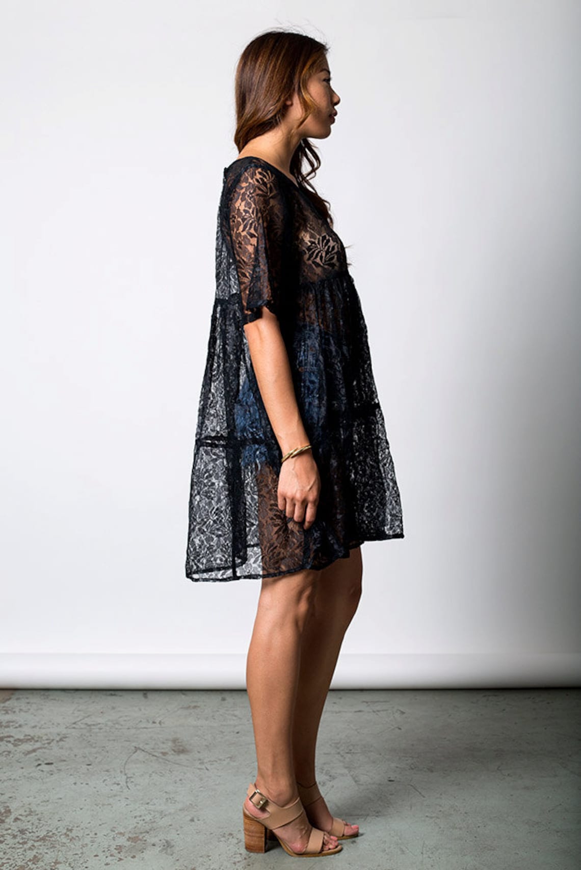 The Black Lace Babydoll Dress Etsy