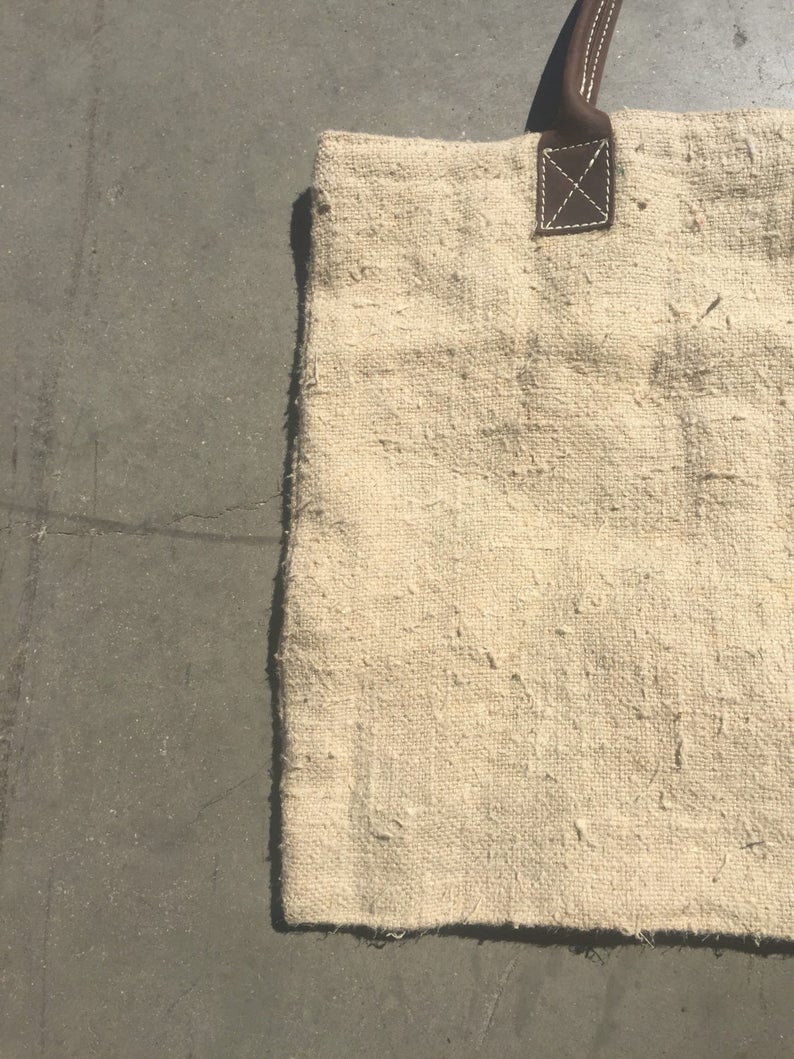 The Beige Tan Linen Lined Summer Beach Tote Handbag Etsy