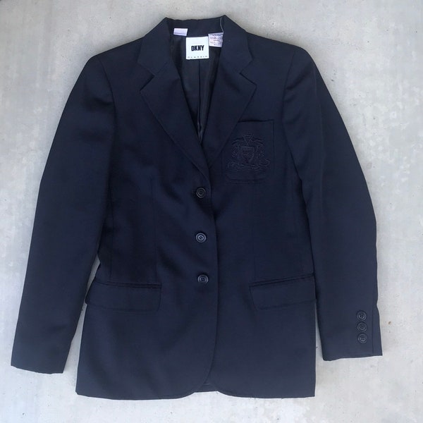 DKNY Vintage Navy Blue Emblem Blazer Jacket Size 4