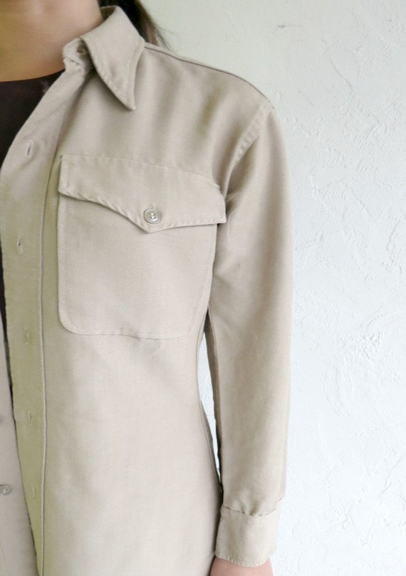 Taupe Army Button Up Shirt - image 4