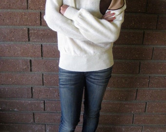 Dolman Sleeved Batwing Knit Beige Sweater