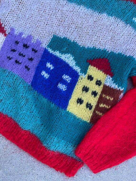 City Street Scene Embroidered Knit Made in Italy … - image 2