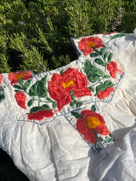 Mexican Mexico Floral Flower Embroidered 1970s Cot