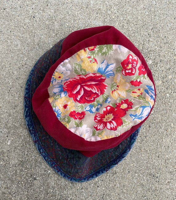 Patchwork Denim and Corduroy Vintage Bucket Hat - image 10