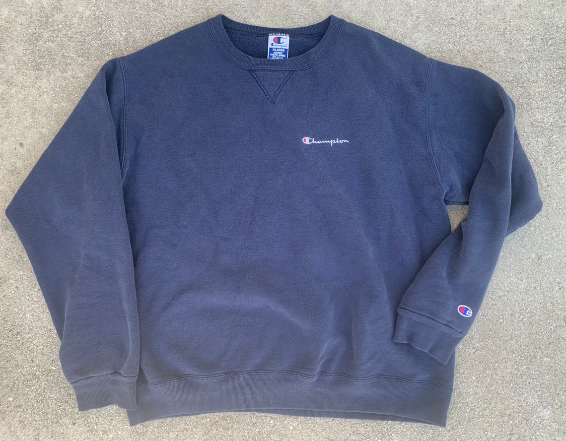 Champion Navy Blue Made in USA Vintage Classic Cotton Crewneck | Etsy