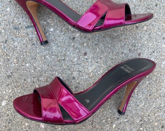 Stuart Weitzman Magenta Pink Patent Leather Vintage Slides