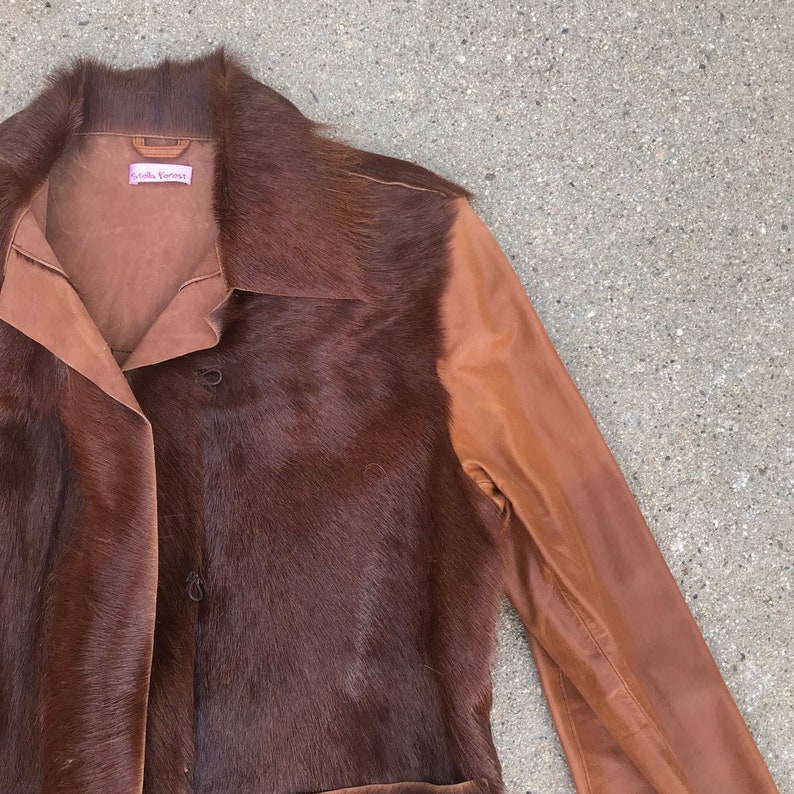 Stella Forest Brown Goat Leather and Hair Vintage Jacket Size 2