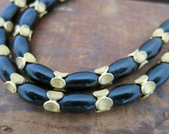 Black and Gold Beaded Double Necklace