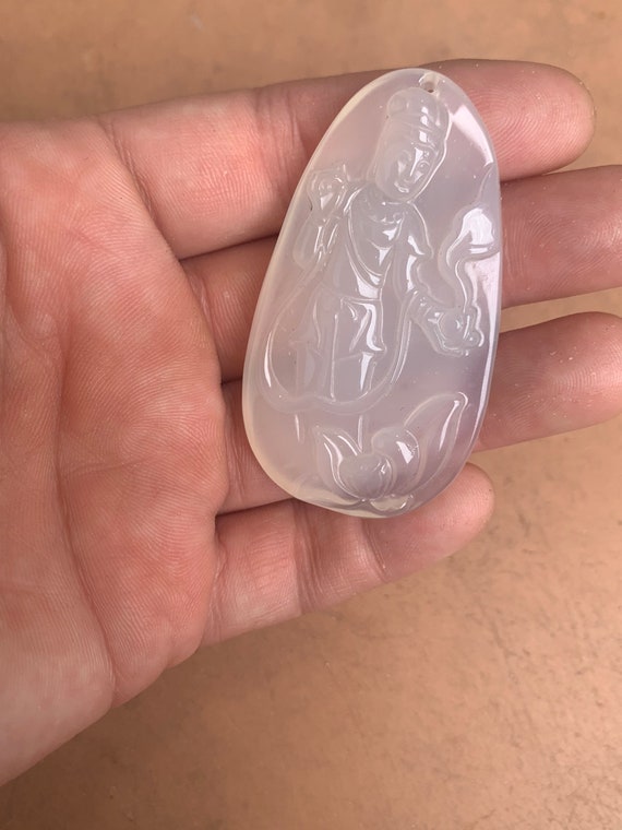 Chinese Asian Clear Translucent Jade Vintage Larg… - image 4