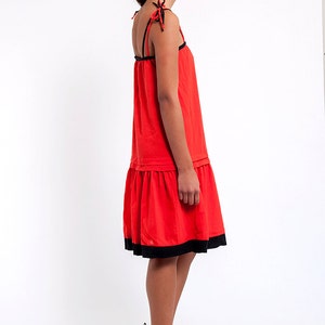 Red & Black Spaghetti Strap Vintage Shift Dress image 3