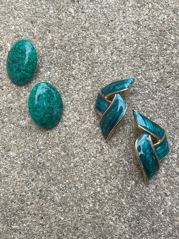 Turquoise Marble and Enamel 1980s Punky Brewster … - image 5