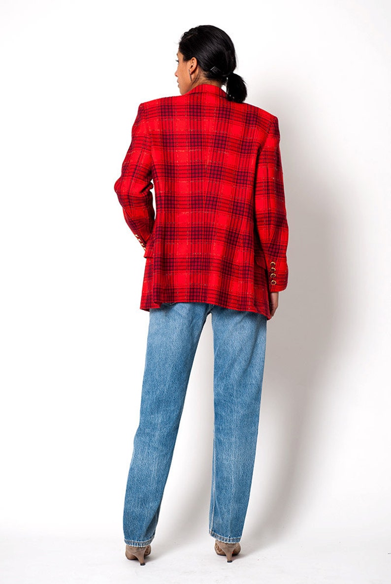 The Vintage Escada Red Plaid Blazer Suit Jacket