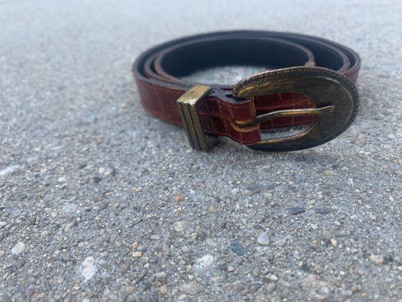 Joan & David 90s Brown Vintage Leather Belt - image 2