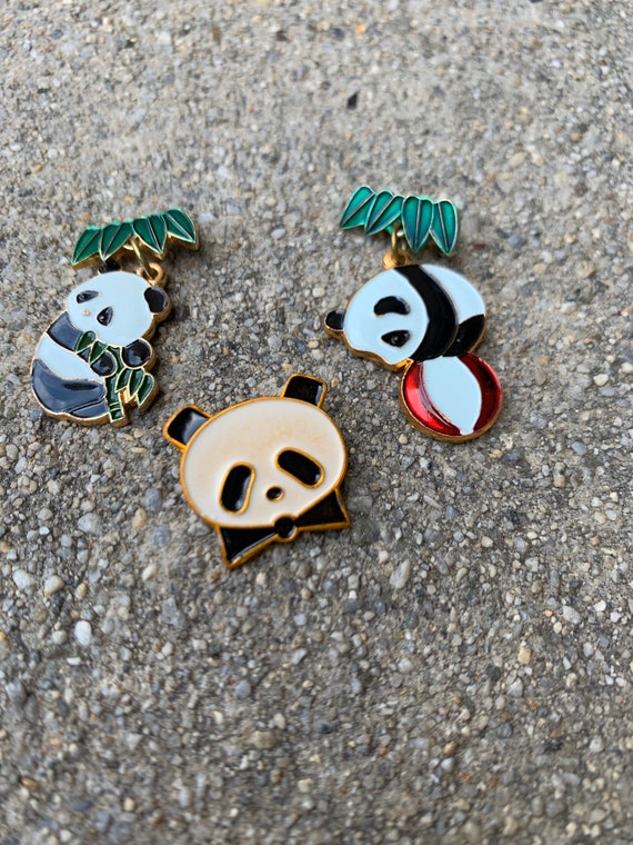 Panda Bear Vintage Enamel Pin Set - image 1