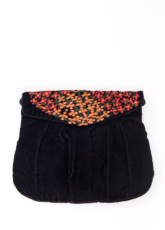 The Floral Embroidered Velvet Purse