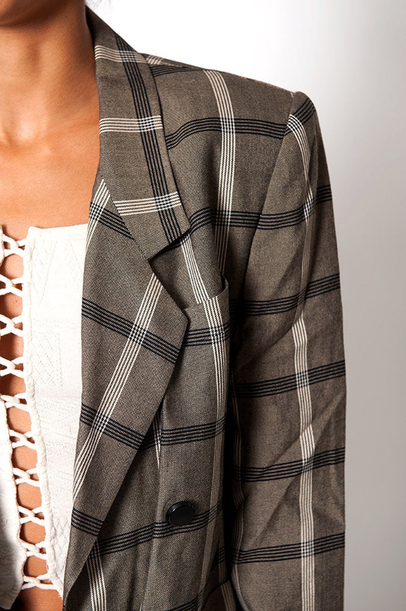 The Vintage Preppy Plaid Suit Blazer image 4