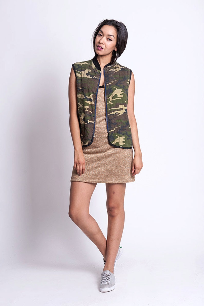 Camouflage Green Camo Print Winter Army Vintage Vest image 1