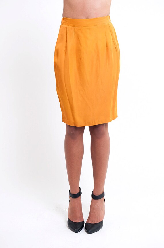 Vintage Mustard Yellow Pencil Skirt Size XS
