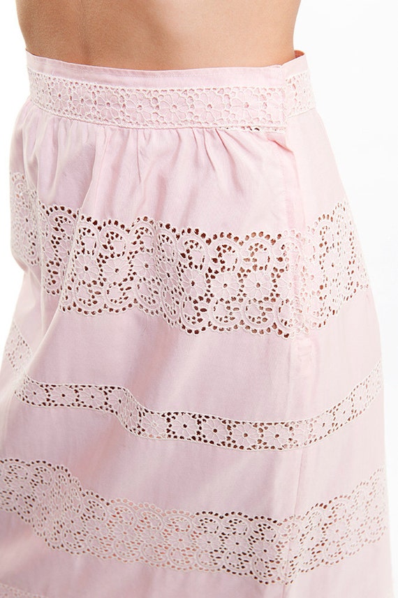 Pastel Pink Doily Lace Vintage Pencil Skirt