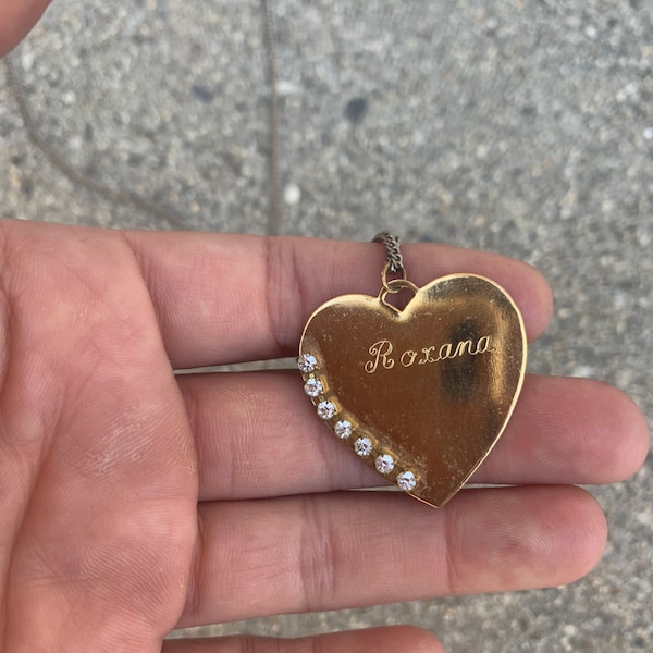 Roxana Gold Plated Rhinestone Lined Vintage Heart Pendant