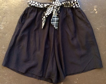 The Vintage Black & White Tie Shorts