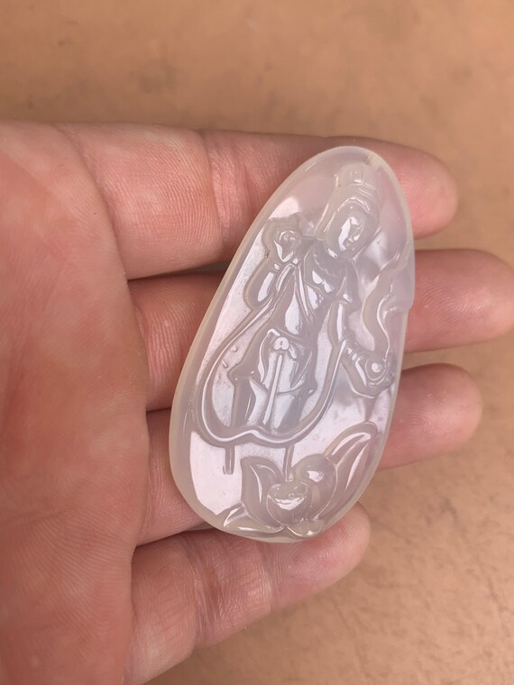 Chinese Asian Clear Translucent Jade Vintage Larg… - image 6