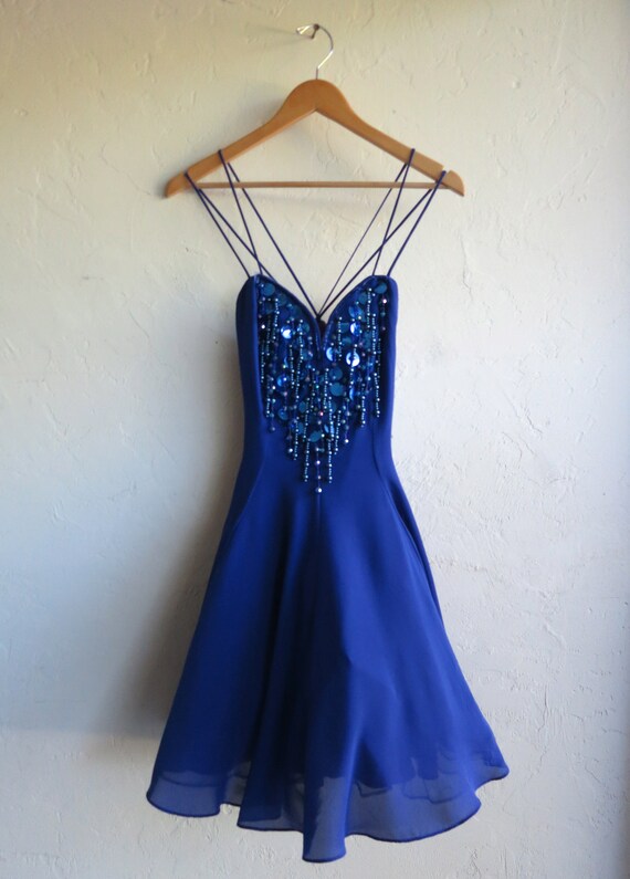 Royal Blue Sequined Made in USA Vintage Cocktail … - image 3