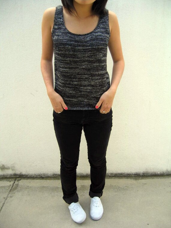 Metallic Knit Charcoal Tank - image 4