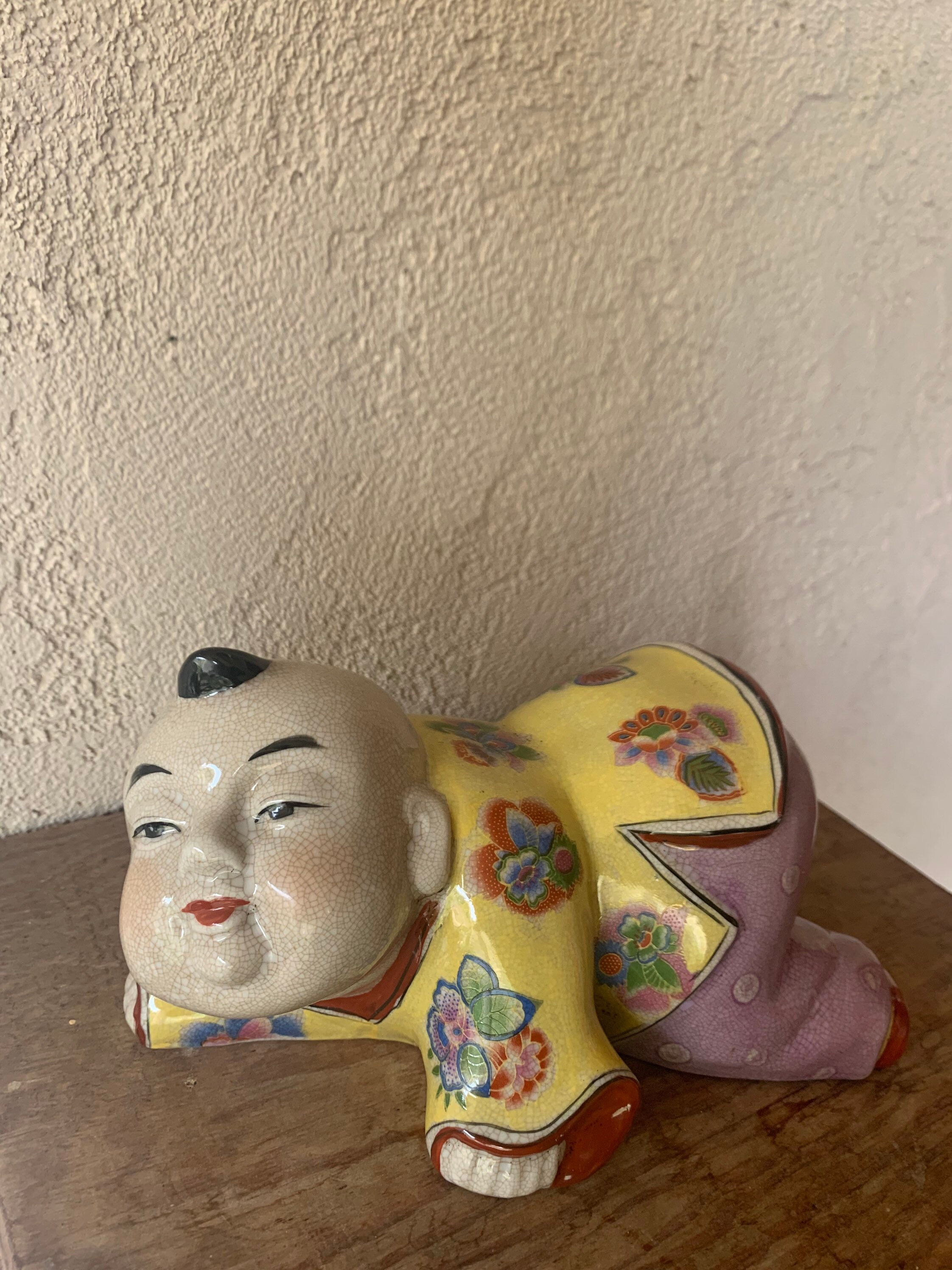 Crawling Chinese Baby Boy Vintage Porcelain Statue Asian Etsy