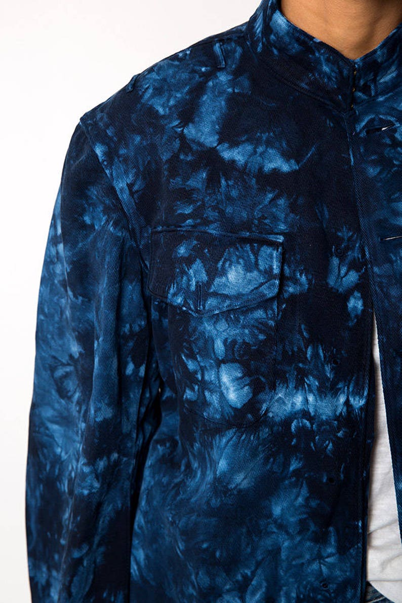 Overdyed Blue Tie Dyed Utility Vintage Jacket image 2