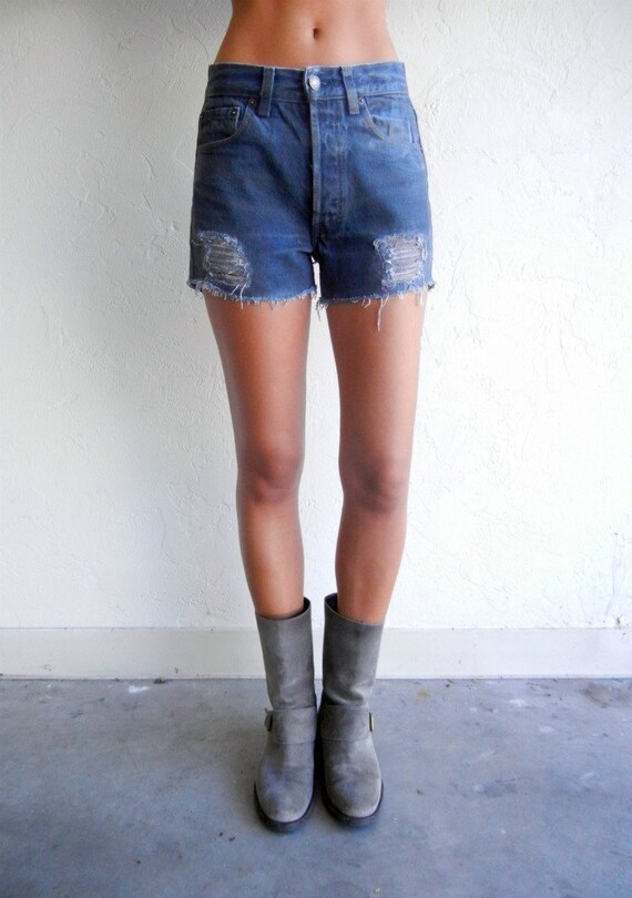 Charcoal Waxed Levi's Cut-off Shorts