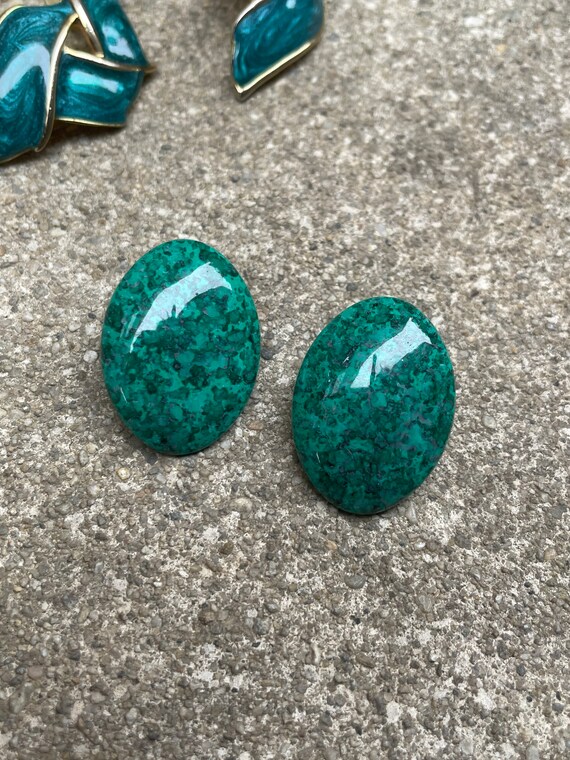 Turquoise Marble and Enamel 1980s Punky Brewster … - image 1