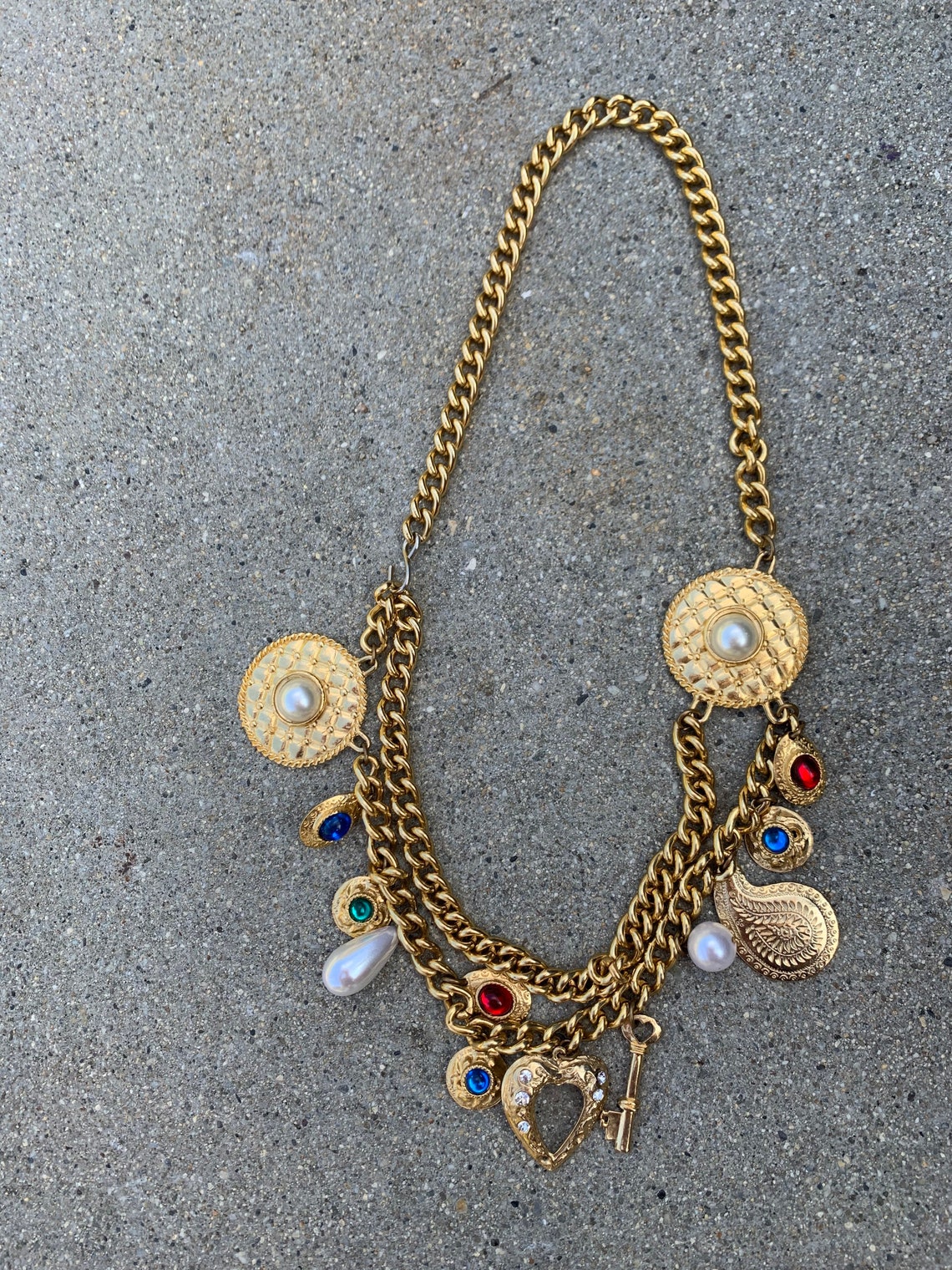 Treasure Chest Gold Plated Costume Jewelry Gemstone Vintage Etsy