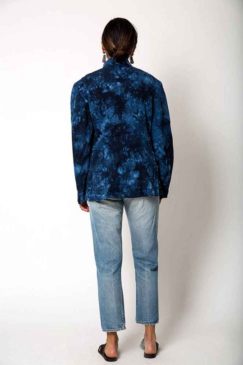 Overdyed Blue Tie Dyed Utility Vintage Jacket image 4