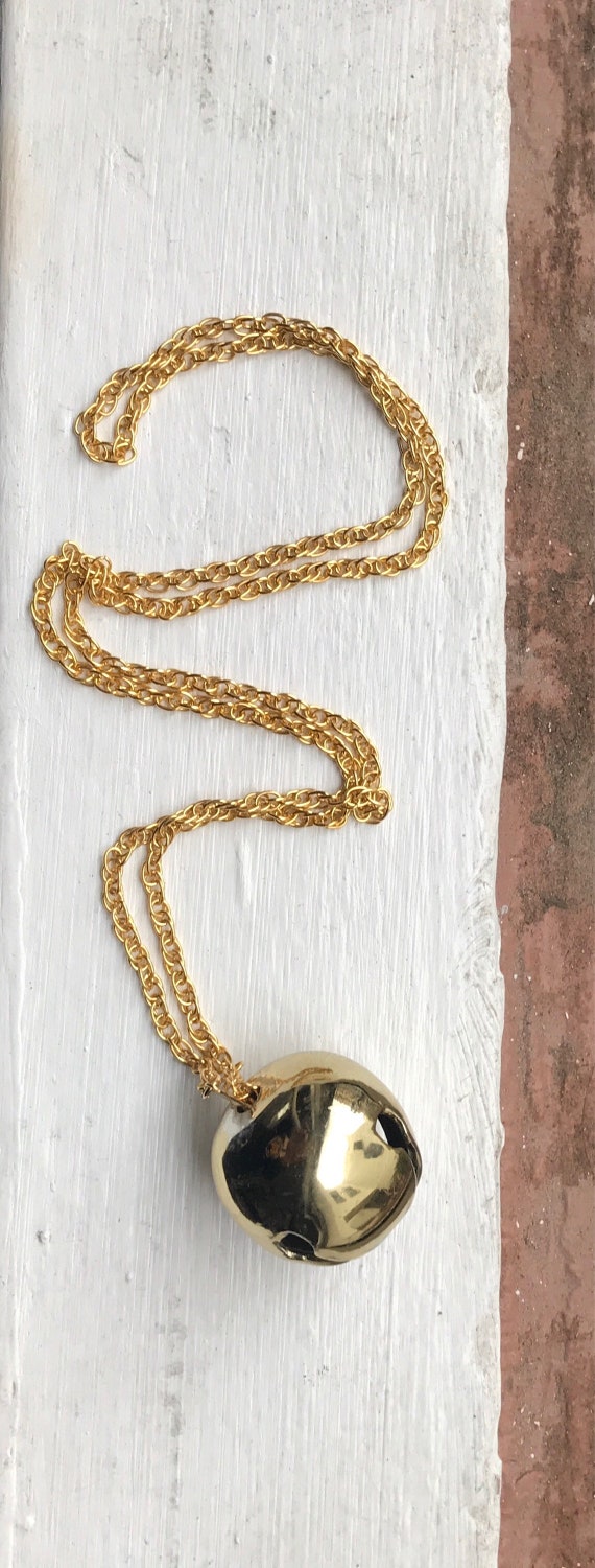 Vintage Gold Plated Bell Long Necklace - image 4