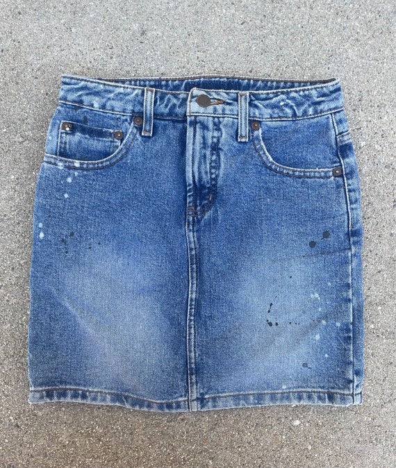 l.e.i 90s Medium Wash Vintage Denim Paint Splatte… - image 1