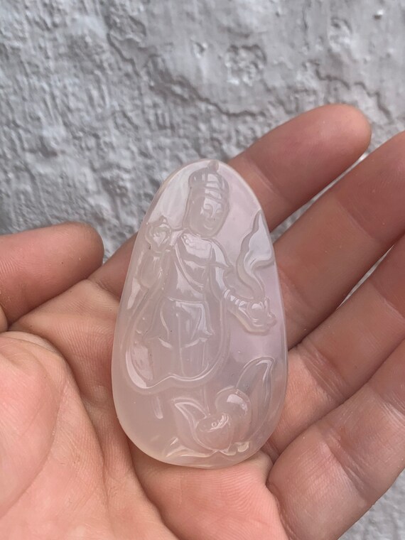 Chinese Asian Clear Translucent Jade Vintage Larg… - image 5
