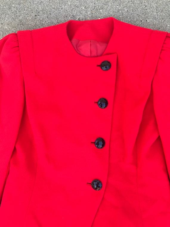 Imagnin x David Hayes Vintage Red Wool Skirt Suit… - image 3