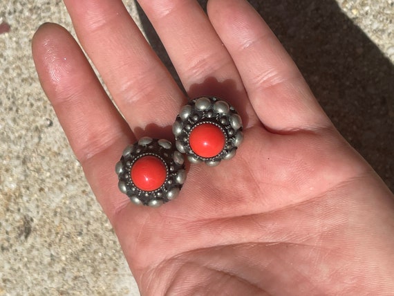 Southwestern Silver Tone Red Stone Mexican Style … - image 1
