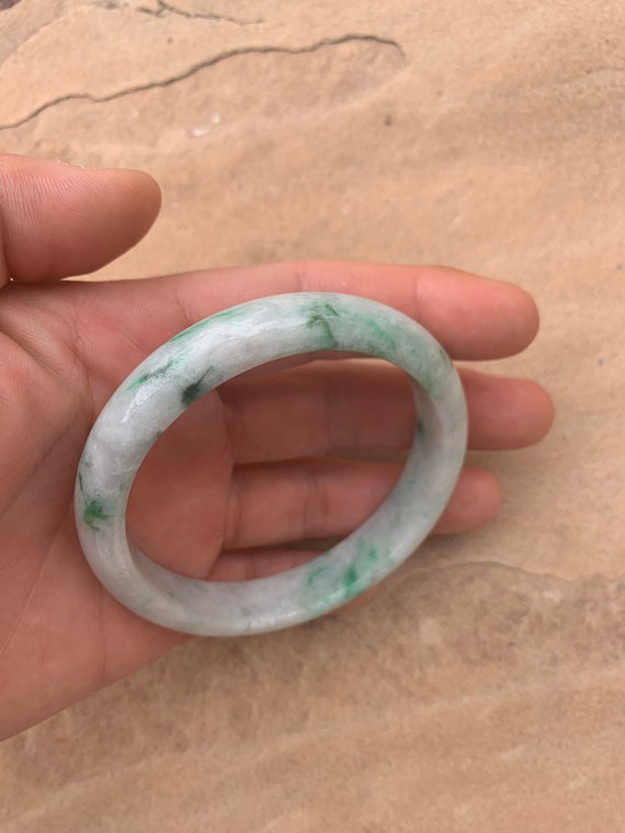 Chinese Asian Green White Natural Jade Vintage Ban