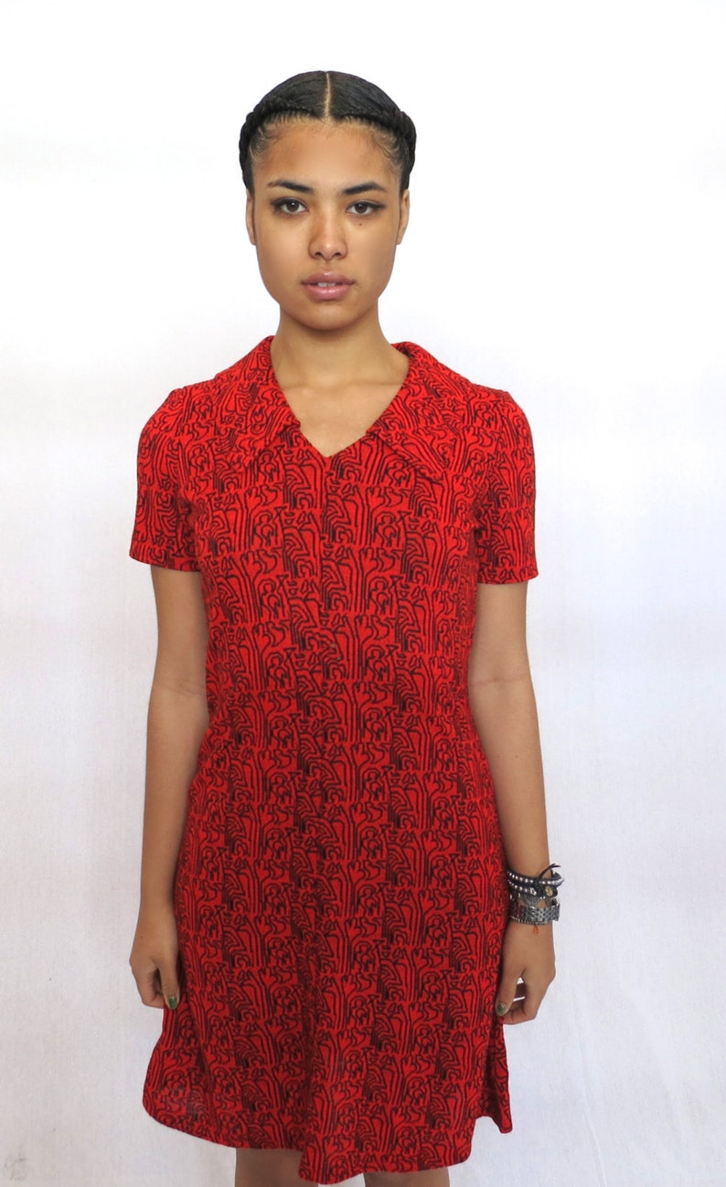 The Red Geometric Print Dress image 4