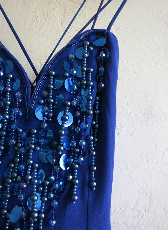 Royal Blue Sequined Made in USA Vintage Cocktail … - image 4