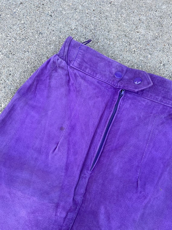 Skove Purple Suede Leather Vintage Pencil Skirt S… - image 6