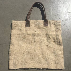 The Beige Tan Linen Lined Summer Beach Tote Handbag 画像 1