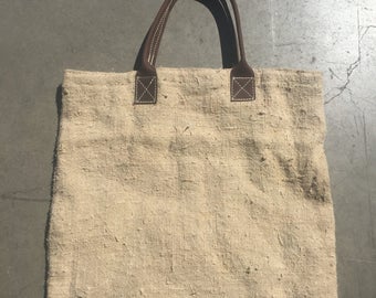 The Beige Tan Linen Lined Summer Beach Tote Handbag