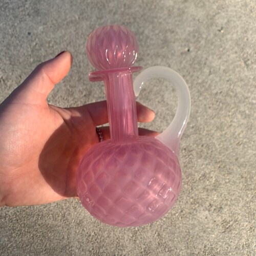 Pink Glass Midcentury Modern Vintage Olive Oil shops Dispenser Wine Decanter Cruet