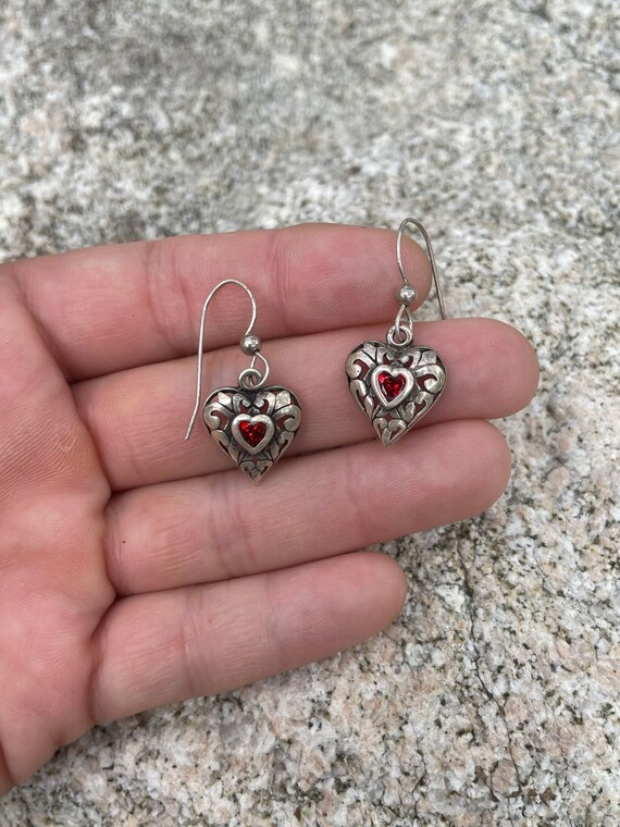 Heart garnet earrings deals